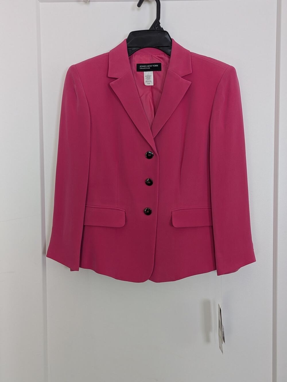 Jones New York Collection Blazer Jacket Womens 4 Pink Silk 3-Button NWT$199